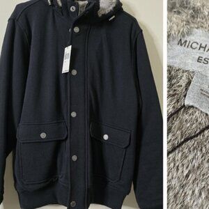 Michael Kors Black Hooded Sweatshirt With Rabbit Fur Lining Men's Size L💗💗💗💗